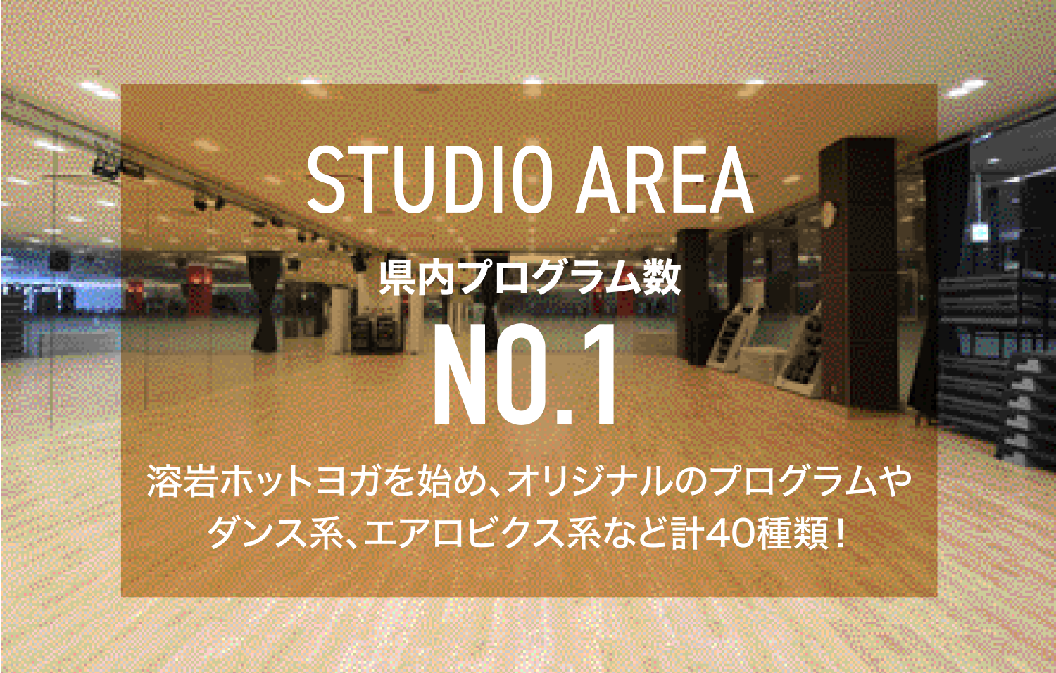 溶岩ホットヨガを始め、オリジナルのプログラムやダンス系、エアロビクス系など計40種類!